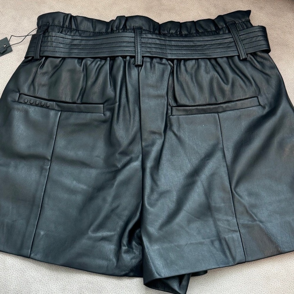 Blank NYC Silent New York Vegan Leather Paperbag Shorts Black - Picture 6 of 12